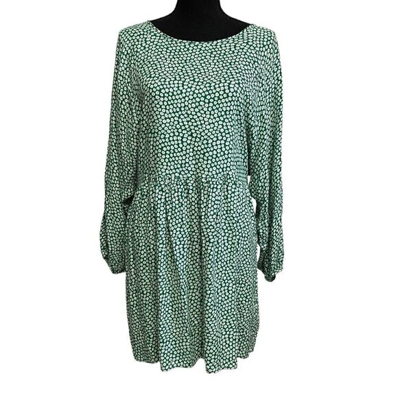 Urban Outfitters Daisy Street Size Medium Boho Green Print Long Sleeve - Picture 1 of 6